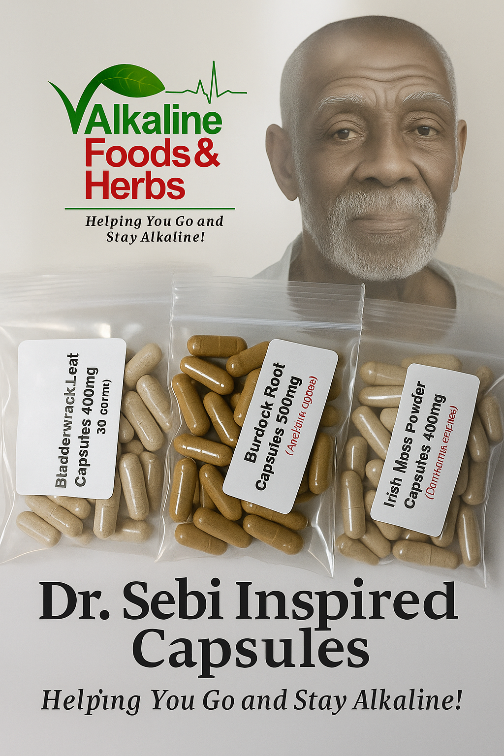 Dr. Sebi Inspired 3-in-1 Herbal Capsules | Irish Moss, Burdock Root & Bladderwrack | Alkaline Mineral Support & Full Body Cell Nourishment | 90 Count