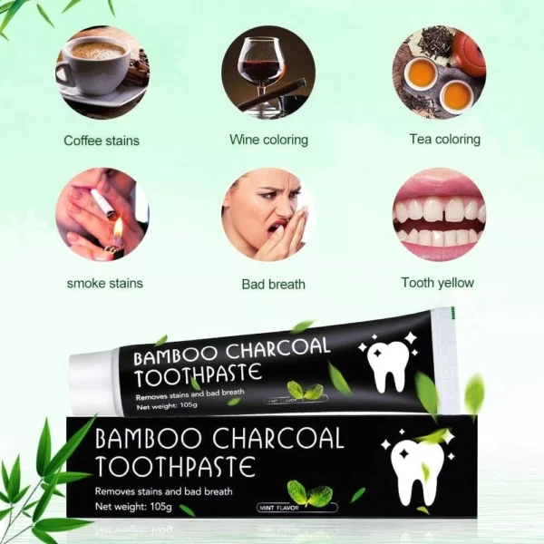 Fluoride-Free Bamboo Charcoal Toothpaste | Naturally Whitens & Detoxifies | Fresh Mint | Eco-Friendly Oral Care 2 Packs - Image 5