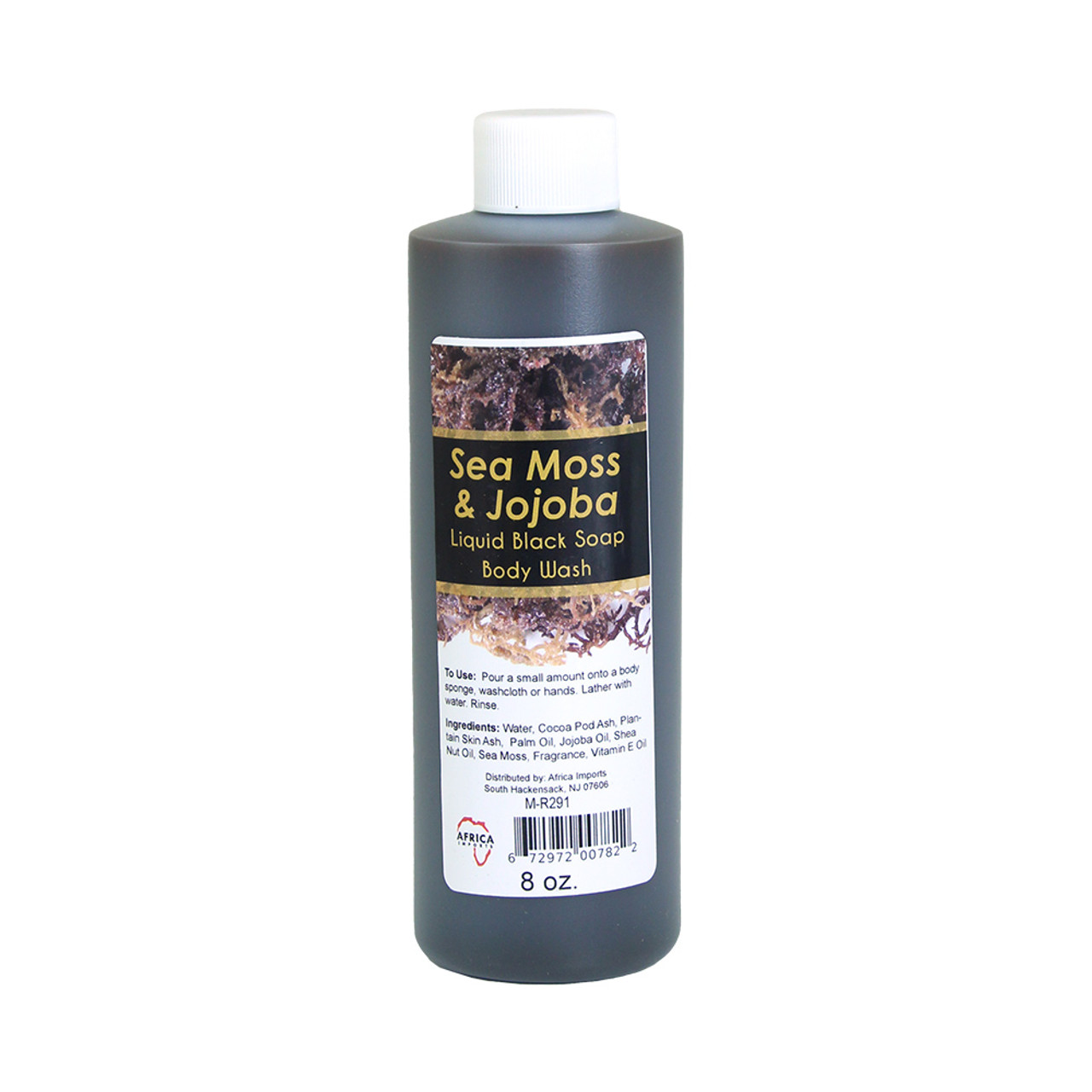 Sea Moss & Jojoba Liquid Black Soap Body Wash – 8 oz | African Black Soap Cleanser | Hydrating Mineral-Rich Formula - Image 2