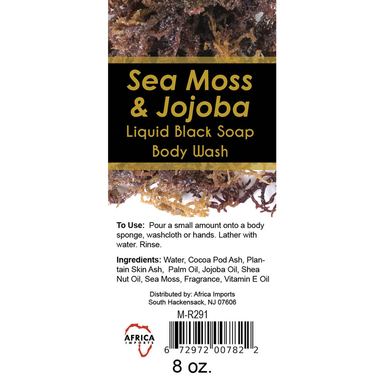 Sea Moss & Jojoba Liquid Black Soap Body Wash – 8 oz | African Black Soap Cleanser | Hydrating Mineral-Rich Formula - Image 3