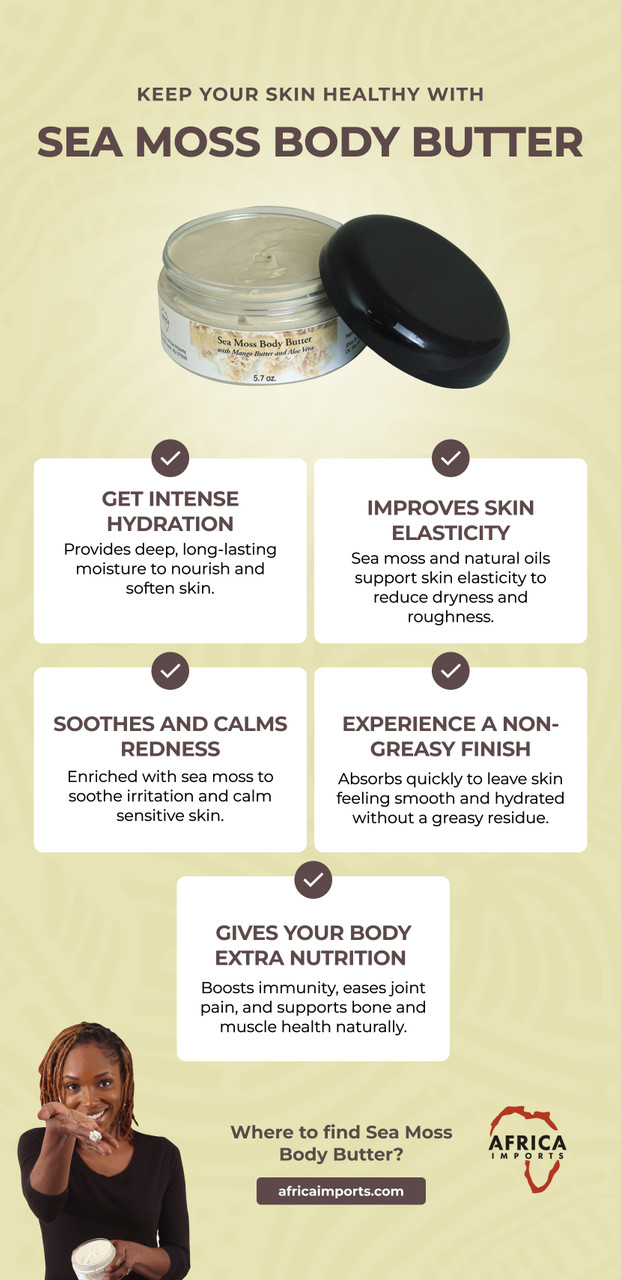 Sea Moss Body Butter – 8 oz | Ultra-Hydrating Mineral-Rich Skin Moisturizer | Shea & Mango Butter Blend - Image 3