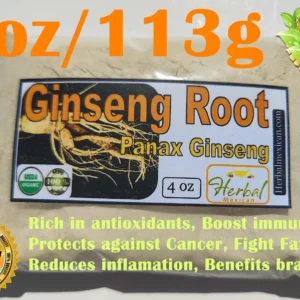 Korean White Ginseng Root Powder (Panax Ginseng) 4oz | Premium Adaptogenic Herb for Energy, Focus & Vitality | Natural Immune & Stamina Support