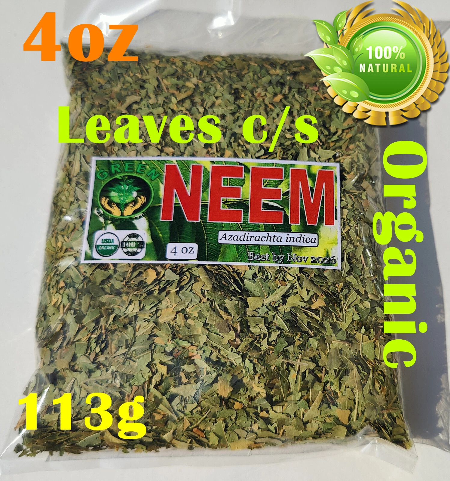 Neem Leaves (Azadirachta indica) 4oz | Hojas de Neem / Neem Leaf Herb | Natural Detox, Skin & Immune Support | Wildcrafted Ayurvedic Cleanse